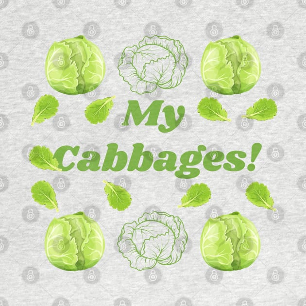 My Cabbages Pattern | Botanical Art | Green Vegetables | Gifts for Plant Lovers | Gifts for Vegetarians by mschubbybunny